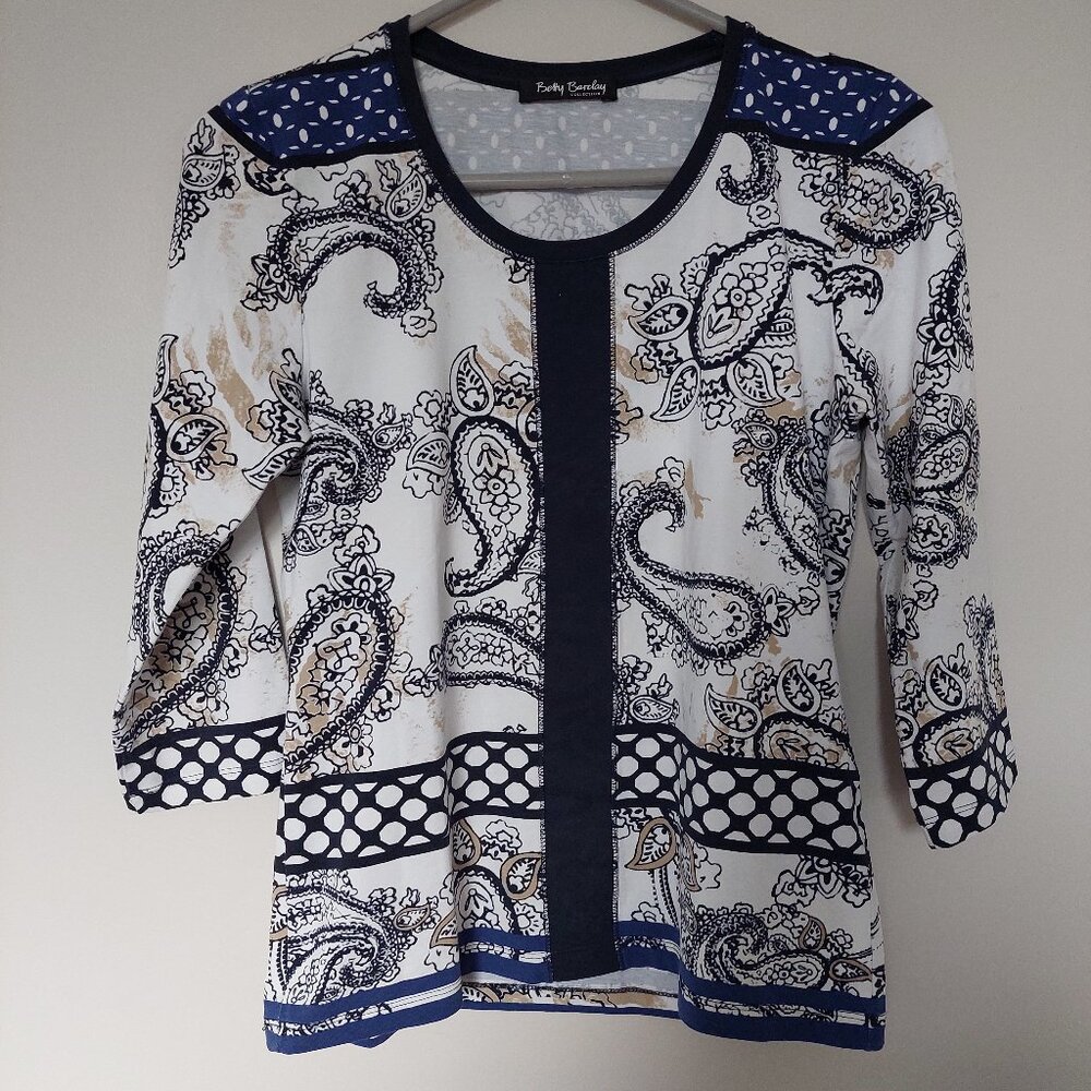 Betty Barclay Printed Top in Navy, Size S